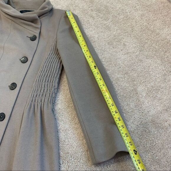 ZARA Taupe greyish tan brown high neck peplum coat size medium - Picture 11 of 13